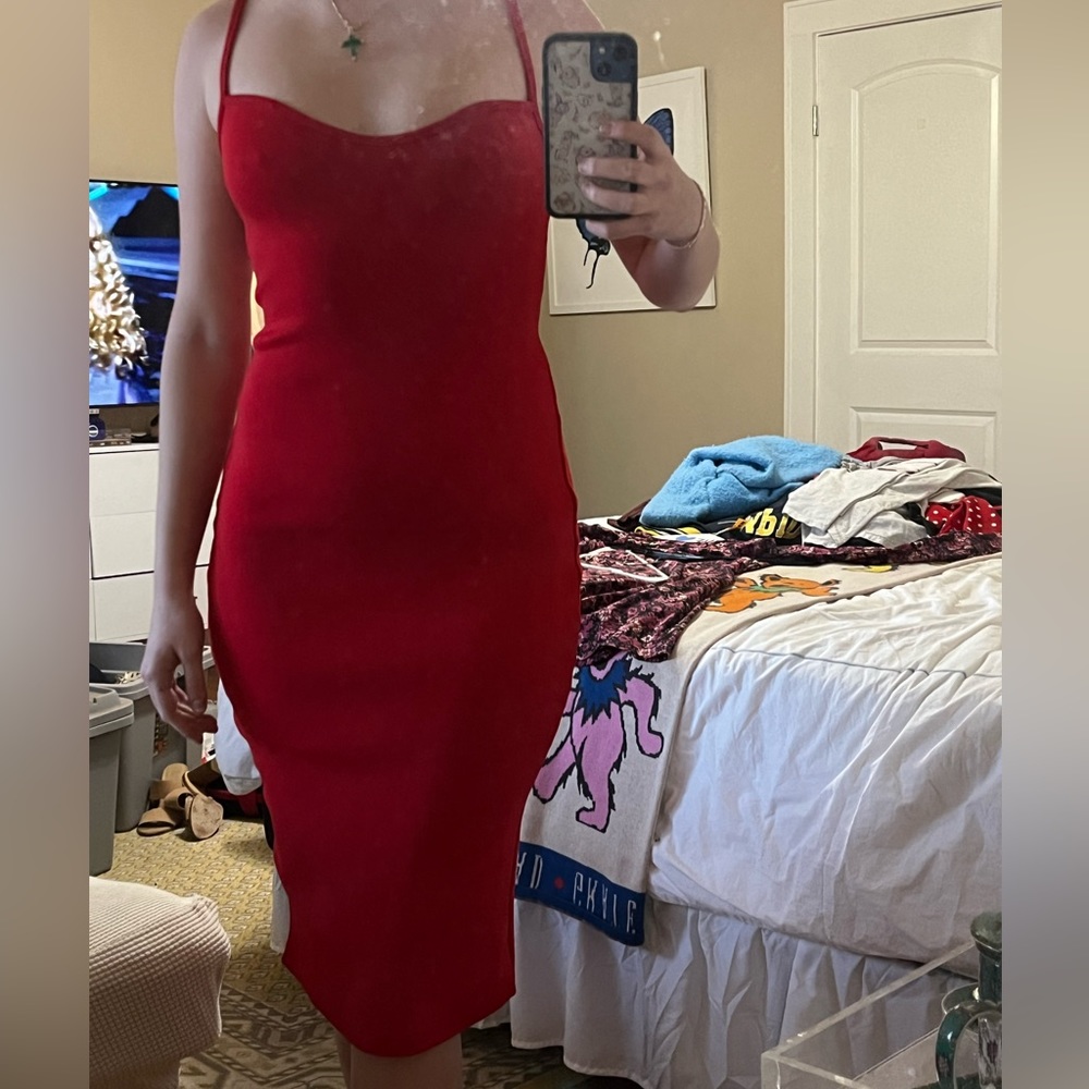 Midi red dress